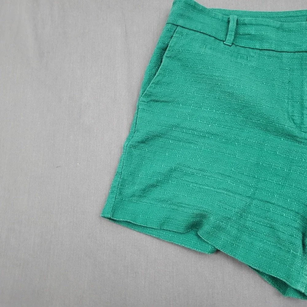Ann Taylor Emerald Green Textured Cotton Shorts‎ Womens 14 Dressy Summer 468289